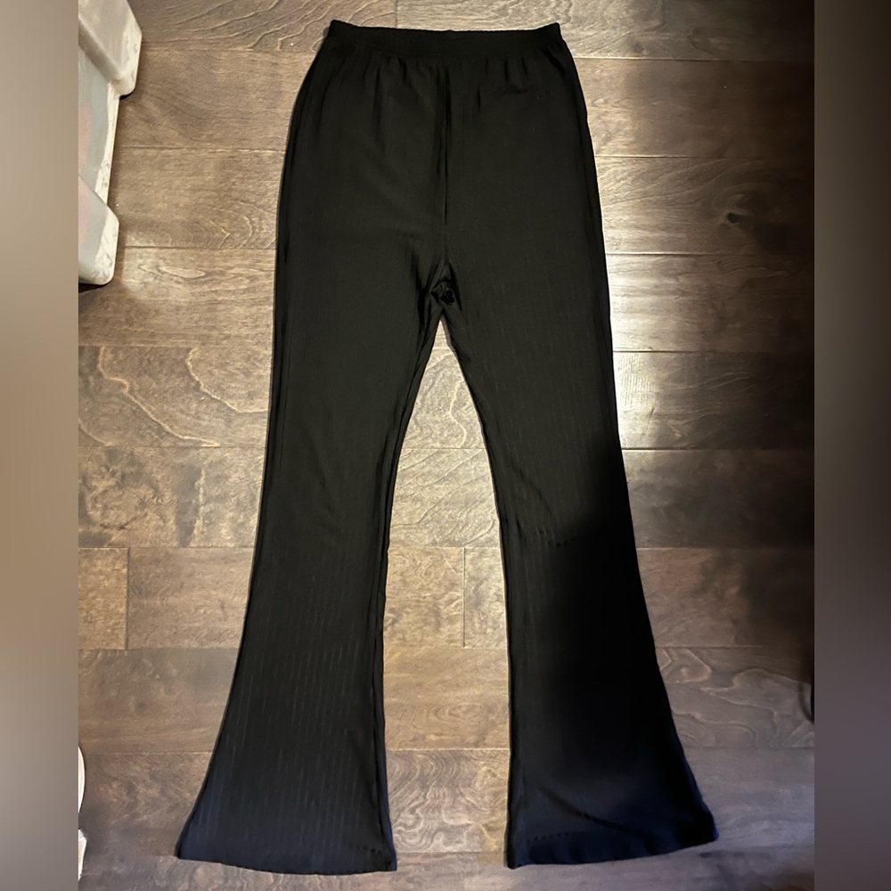Pleated Black Flare Pants